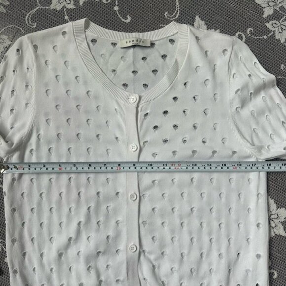 Sandro Paris White Cardigan Sz 2 - Picture 7 of 14